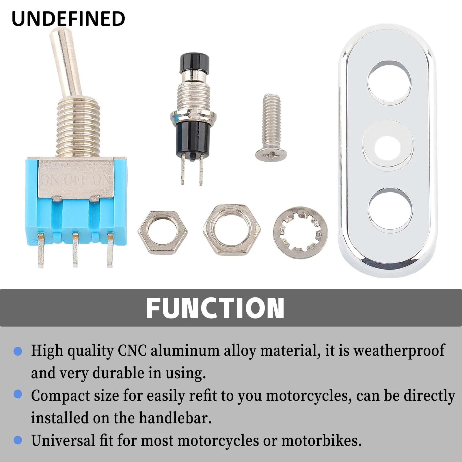 범용 알루미늄 오토바이 핸들 바 스위치, 경적 헤드라이트 ON/OFF/ON 단추, 블랙 크롬 토글 그립 스위치, 할리 혼다용