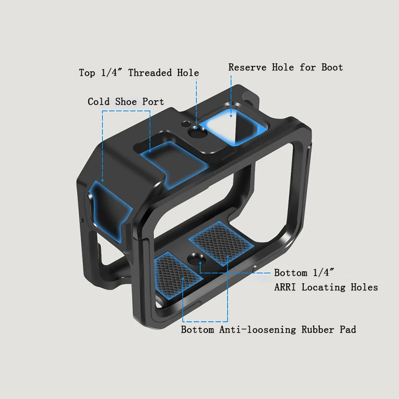 Aluminium Alloy Frame Case For GoPro 13 12 11 10 9 Double Clod Shoe Protective shell For GoPro Hero 13 12 10 11 9 8 Accessories