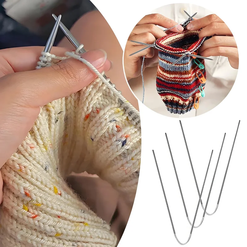 Agujas de tejer circulares de acero inoxidable DIY, agujas de tejer de ganchillo de varios tamaños, agujas de bucle de Metal de 2-5MM, manualidades, 3 uds.
