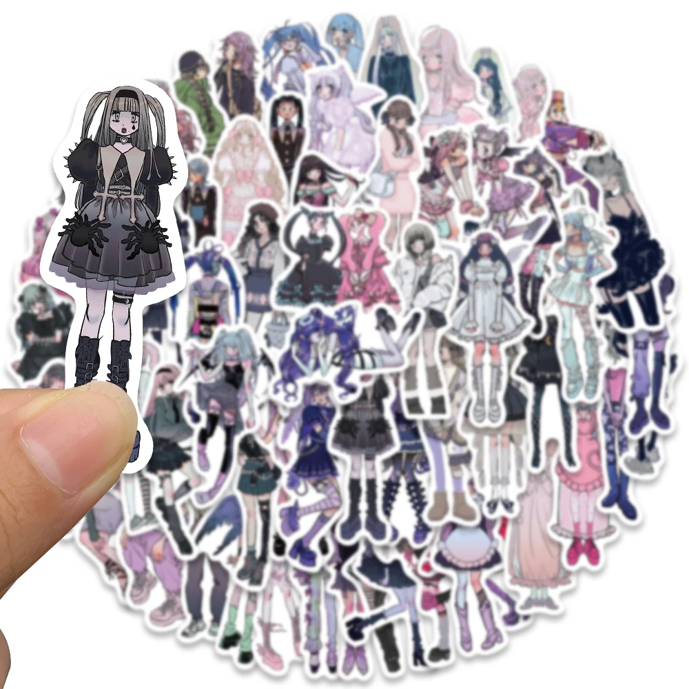 60/123PCS Y2K Domi Lolita Girls Gothic Pink Stickers Cute Anime Aesthetic Decals Phone Case Laptop Stationery Car Toy Sticker