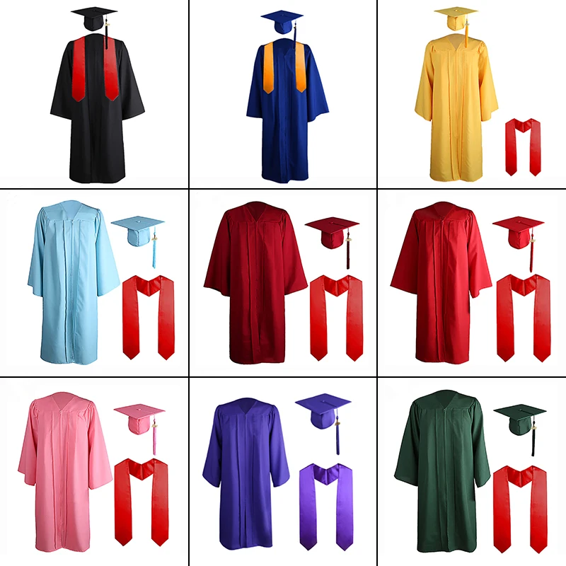 1 Set Graduation Uniform Set High School College Bachelor Hat Graduation Cloak Graduation Gown Costume Outfit Photography Props