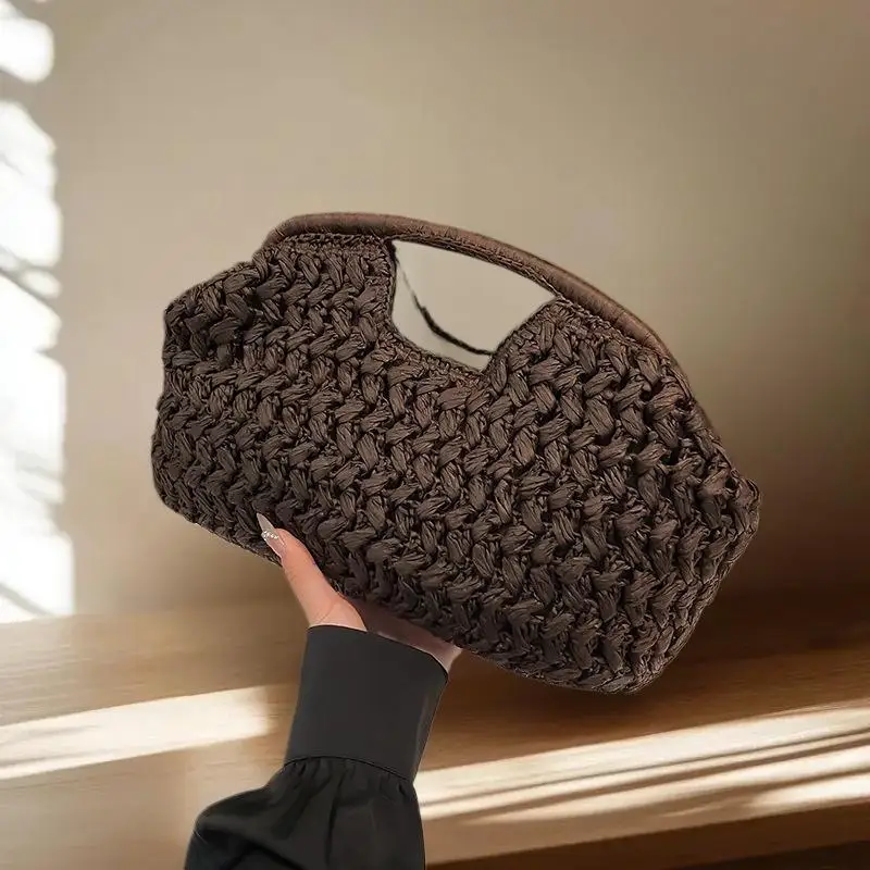 Fashion Elegant Woven Handbag Female Beach Straw Underarm Bag Versatile Exquisite Shoulder Bags Evening Bags For Women Gifts