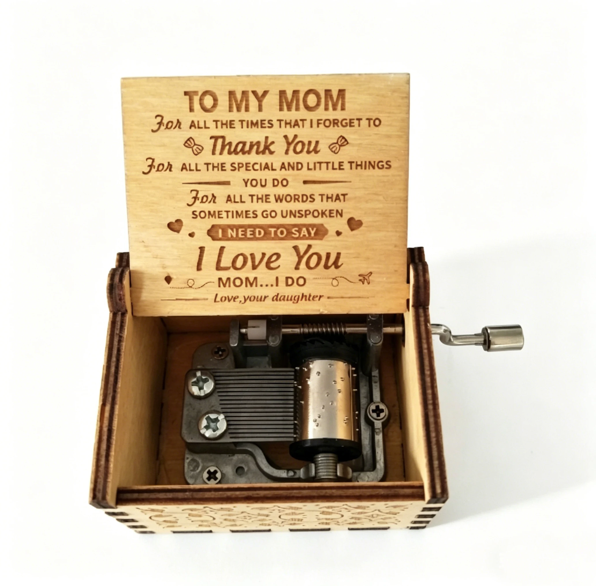 Gift for Mom Music Box Wooden Hand-cranked Music Box Mother's Day Gift Design for Mom Kawaii Accessories