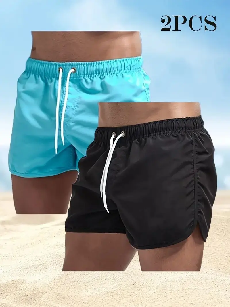 

Men's Beach Shorts 2-Pack Color-Coded for Sea Easy Care Suitable for Beach Swimming Parties