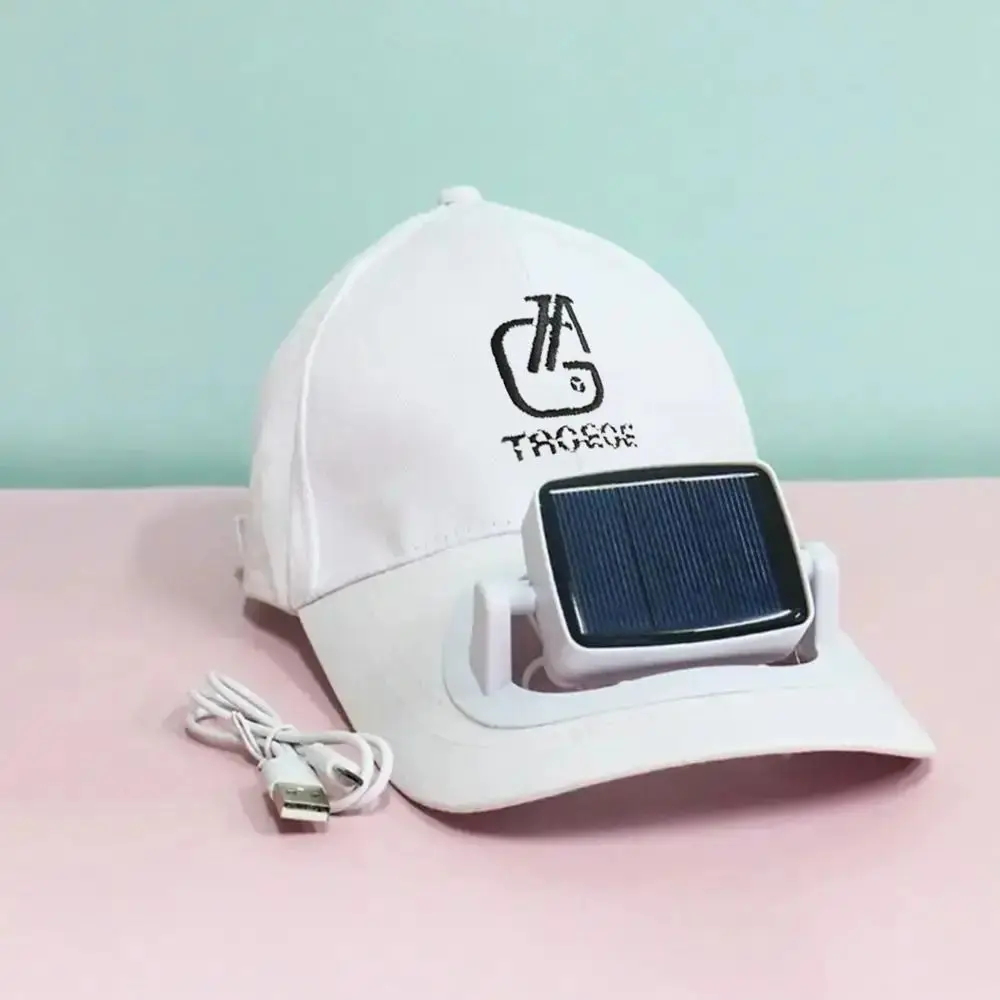 USB Charging Fan Sunhat with Cooling Fan Strong Wind Fan Baseball Hat Solar Charging Long Brim Sun Protection Cap Outdoor