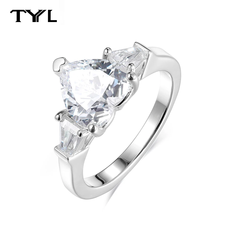 TYYL 3/1.5 Carat 5A Zirconia Engagement Rings Heart Pear Shaped Artificial Diamond Zircon Wedding Ring for Women Jewelry Gifts