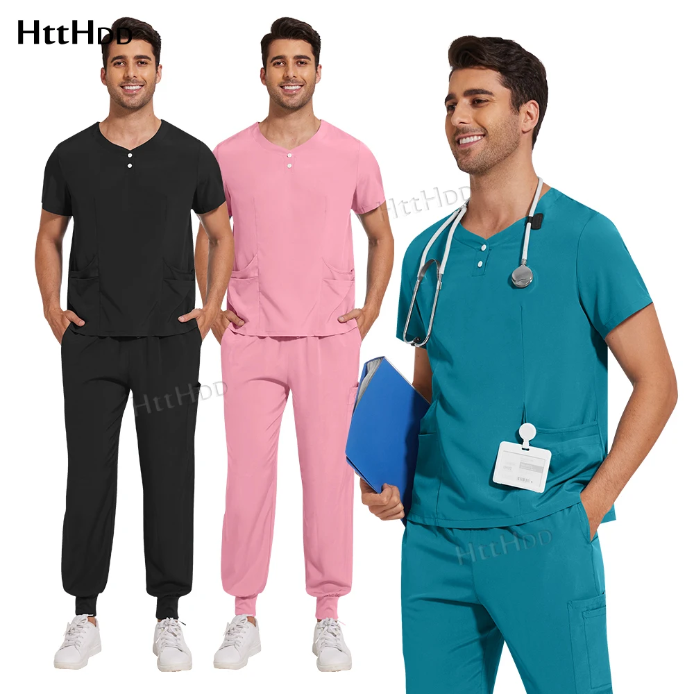 

Scrubs Medical Uniforms Men Short Sleeved Top and Jogging Pants Suit Pet Grooming Pharmacy Healthcare Nurse Uniform Unisex Scrub