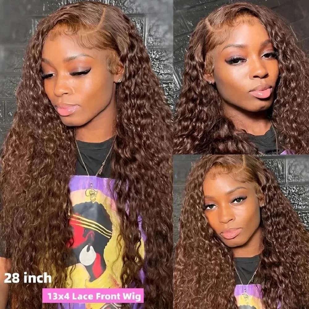 #4 Deep Wave 13x4 13x6 Hd Lace Frontal Wig 30 Inch Chocolate Brown Loose Curly Lace Front Human Hair Water Wave Vietnamese Wigs For Women image 2
