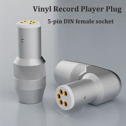 Monosaudio 5 Pin Turntable Female DIN Plug Gold Plated Direct/Right Angled Tonearm Connector Vinyl Connector
