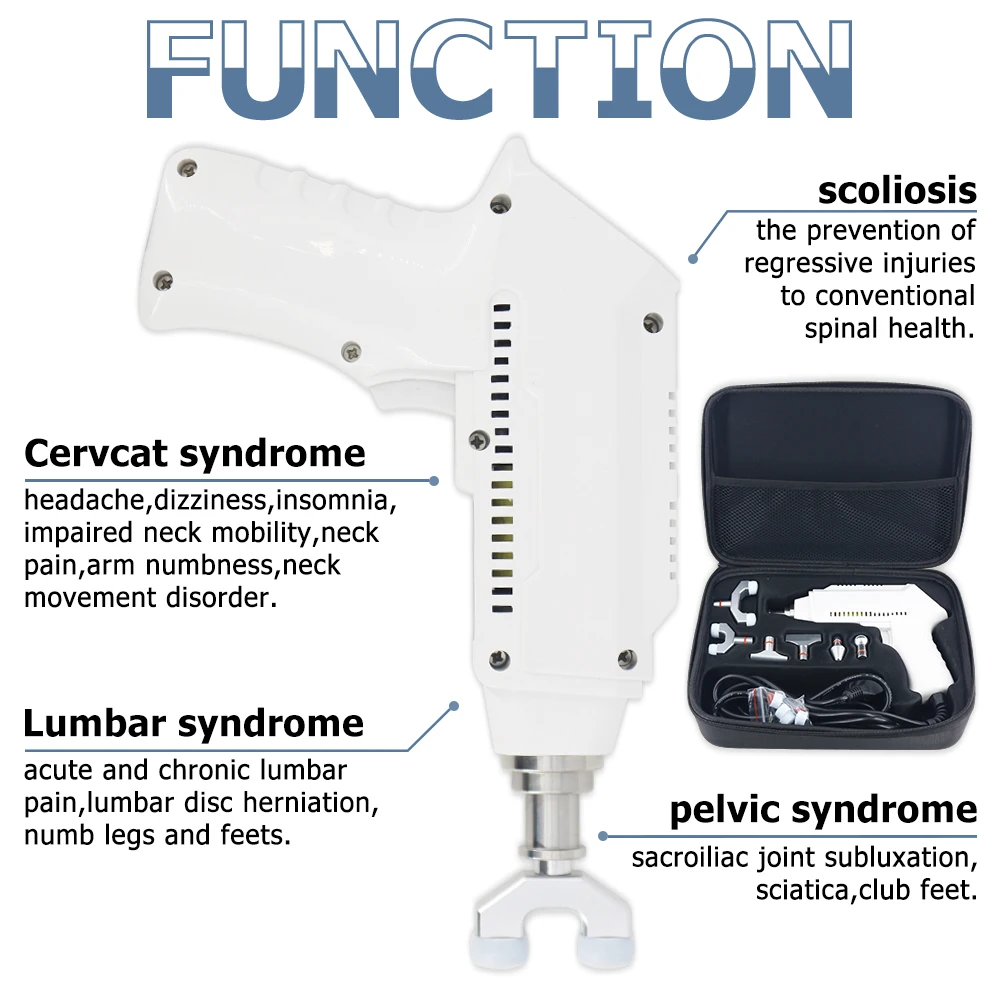600N Electrical Chiropractic Adjusting Tools Impulse Therapy Alleviate Chronic Pain Spinal Correction Massage Gun 6 Heads