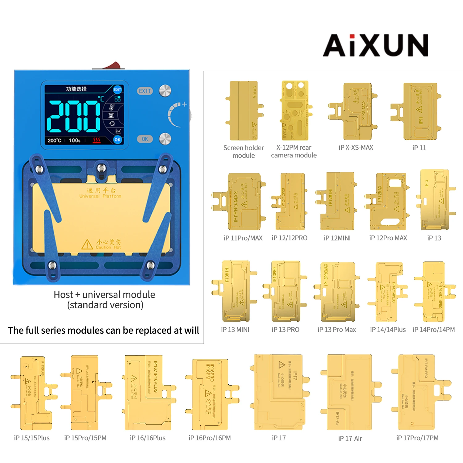 JC Aixun iHeater Pro Intelligent Preheating Platform for iPhone X-17Pro, Motherboard Repair, Heating Fixture
