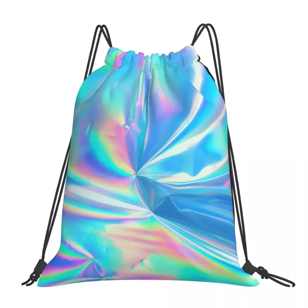 Holographic Pattern Backpacks Multi-function Portable Drawstring Bags Drawstring Bundle Pocket Sports Bag Book Bags For Travel