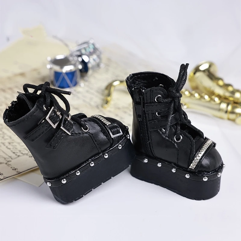 BJD doll shoes suitable for 1/4 size cute doll shoes high-top shoes lace-up leather BJD doll shoes 1/4 doll accessories