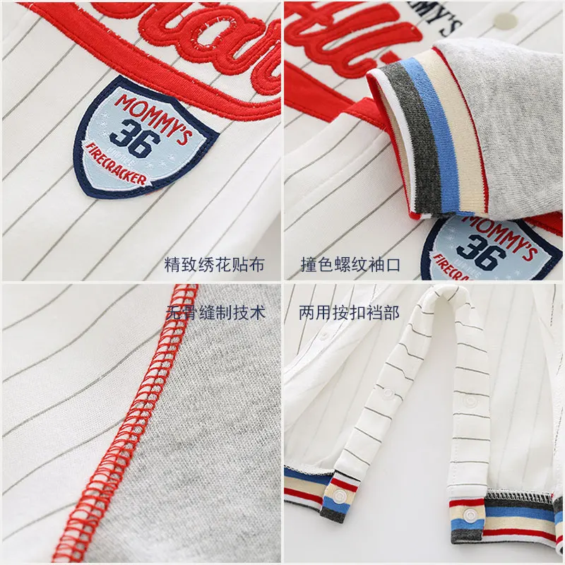 Baby one-piece clothes pure cotton 100-day baby male outing handsome trendy thin baseball uniform harem spring & fall clothing