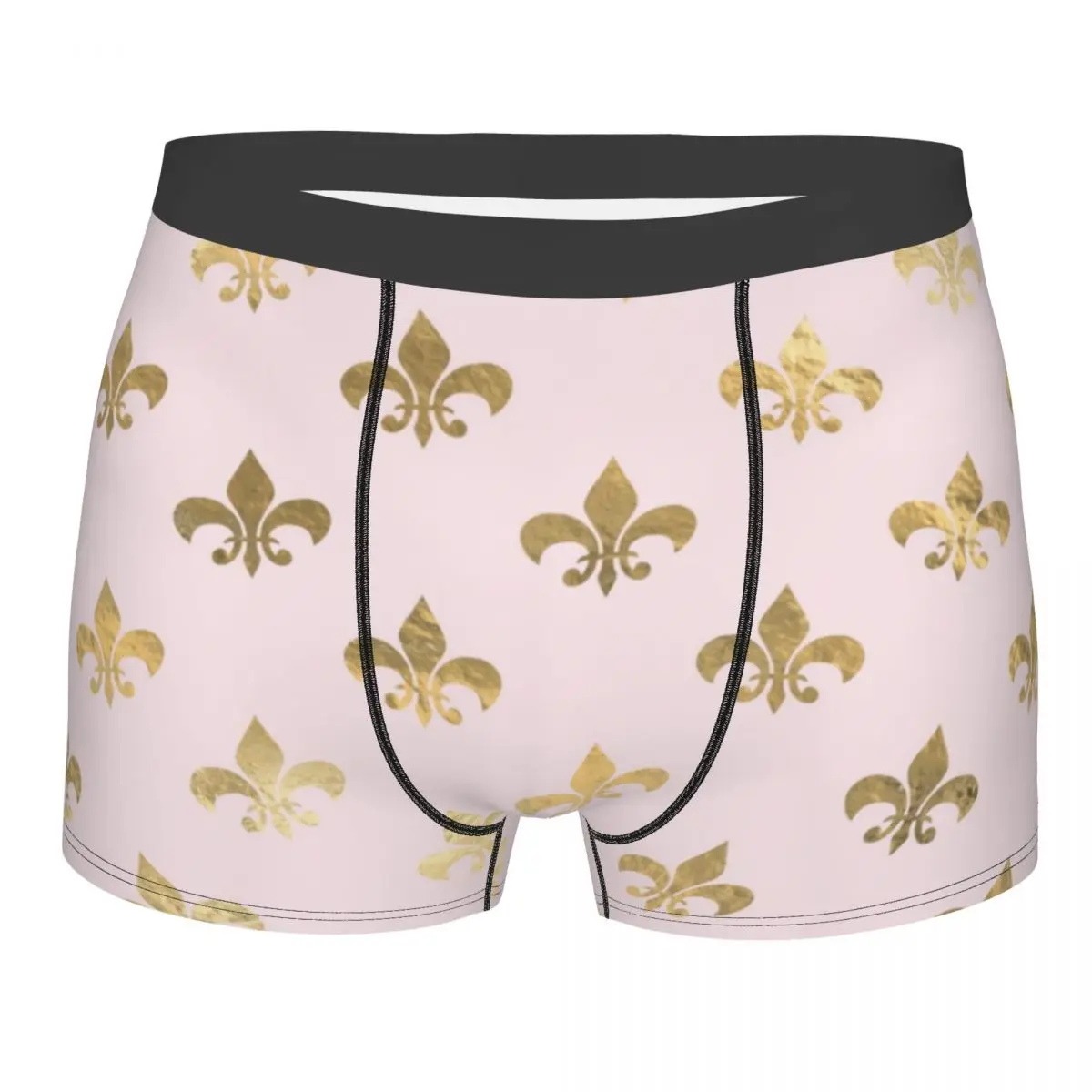 Custom Fleur De Lis Design On A Pink Background Male Printed Luxury Sacred Flower Boxer Shorts Panties Briefs Soft Underpants