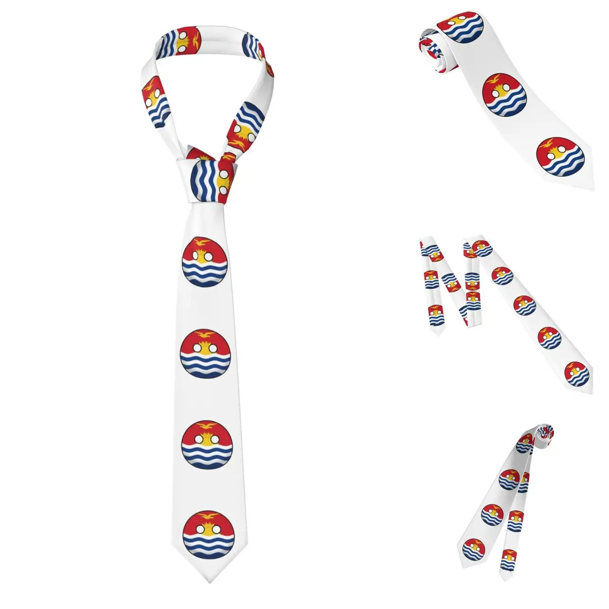 Cravatta Kiribati Countryball da uomo Cravatte sottili in poliestere di seta Cravatta da lavoro per matrimonio Gravatas classiche