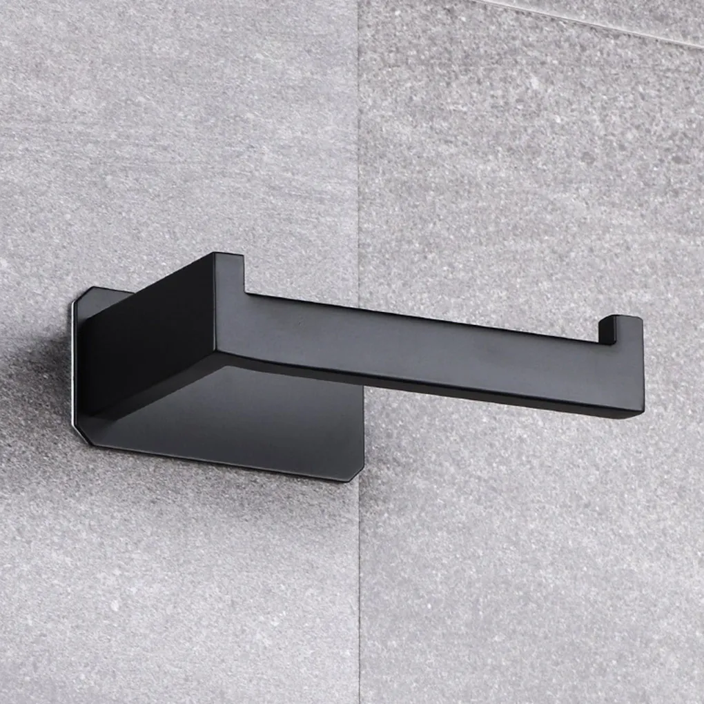 

Stainless Steel Toilet Roll Holder Self Adhesive in Bathroom Tissue Paper Holder Black Finish,Easy Installation No Screw