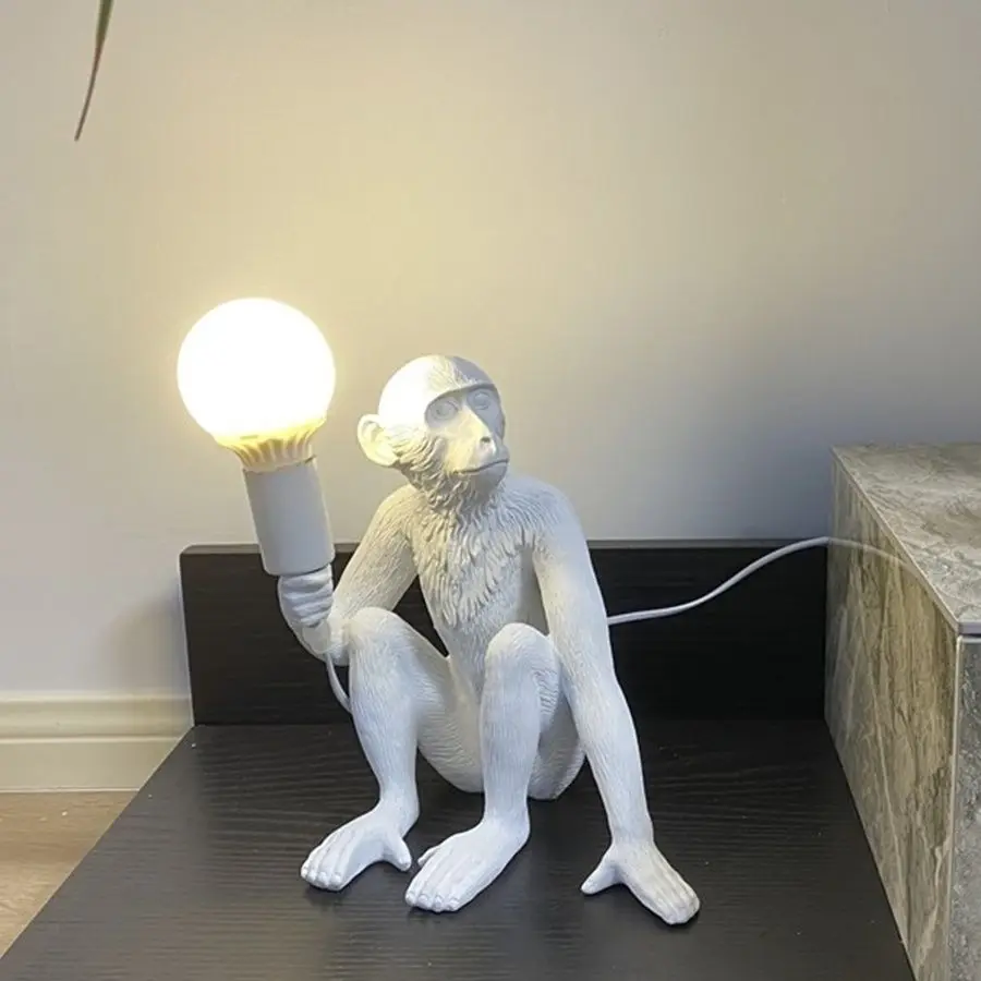Nordic Resin Hemp Rope Monkey Wall Lamp Children's Room Bar Restaurant Corridor Storefront Decoration Animal Pendant Light