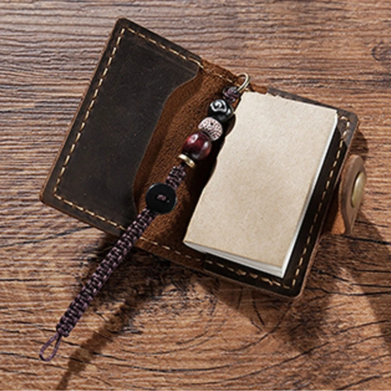 Small Leather Journal Pocket Notebook Writing Pad 2.4x1.57Inch 64 Pages Unlined For Writing Sketching And Note Taking  D2RC