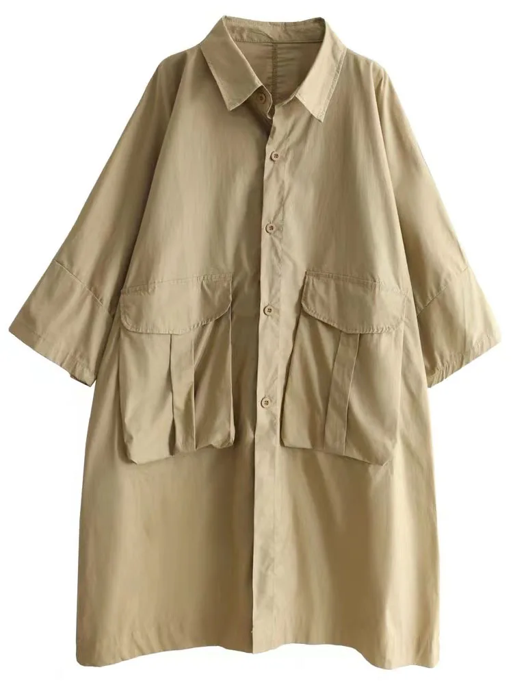 فضفاض الكورية Sle المرأة الصيف irt الدكتور مع كيتس كبيرة الفنية بدوره إلى أسفل طوق H-الخط منتصف طول ألف خط الدكتور