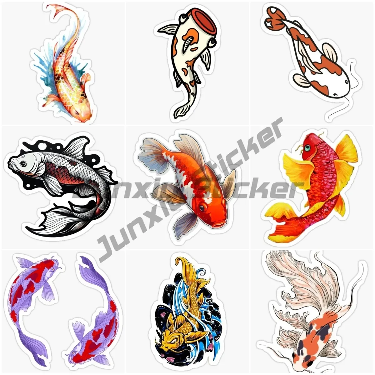 Koi Fish Sticker Vinyl Decal Yin Yang Fish Wall Art Carpe Diem Tattoo Skull Personality Car Stickers DIY 3D RV