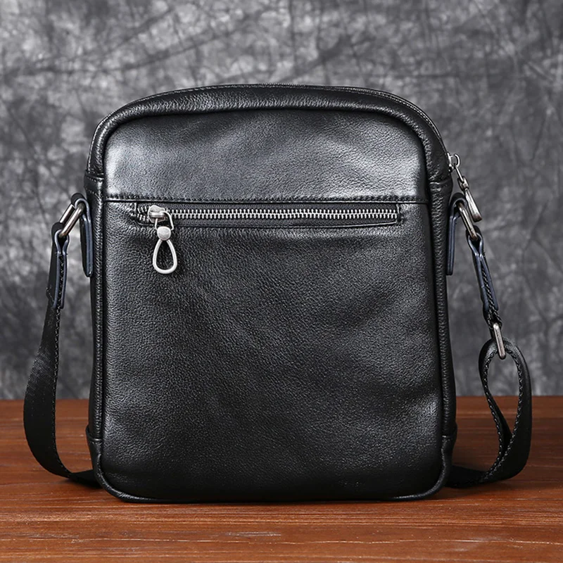 Imagem -02 - Bolsa Crossbody Masculina de Couro Bolsa de Ombro Casual Juventude Moda Tendência Cem Camada Bypass Artesanal Vertical Bolsa Masculina