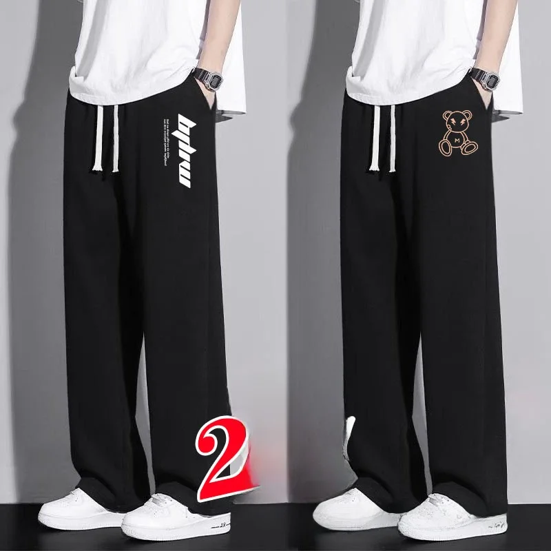 

Loose Straight Leg Men's Casual Sports Pants Spring Autumn Thin Faion Print Versatile Daily Wear Comfortable Fit Trousers