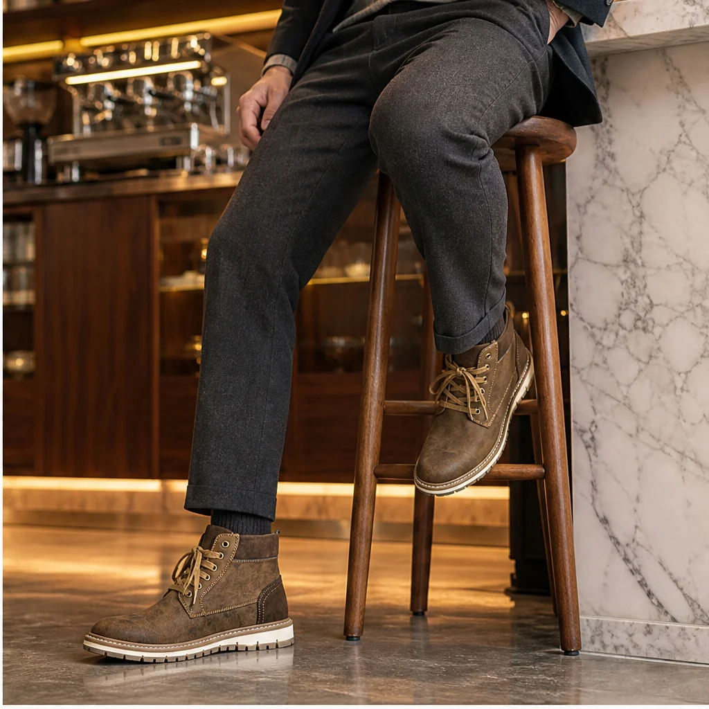 Herrenstiefel, Stiefeletten, Stiefel im Street-Style, Herrenstiefel, Freizeitstiefel, Gummisohle, Polyesterfutter. – Detail 2