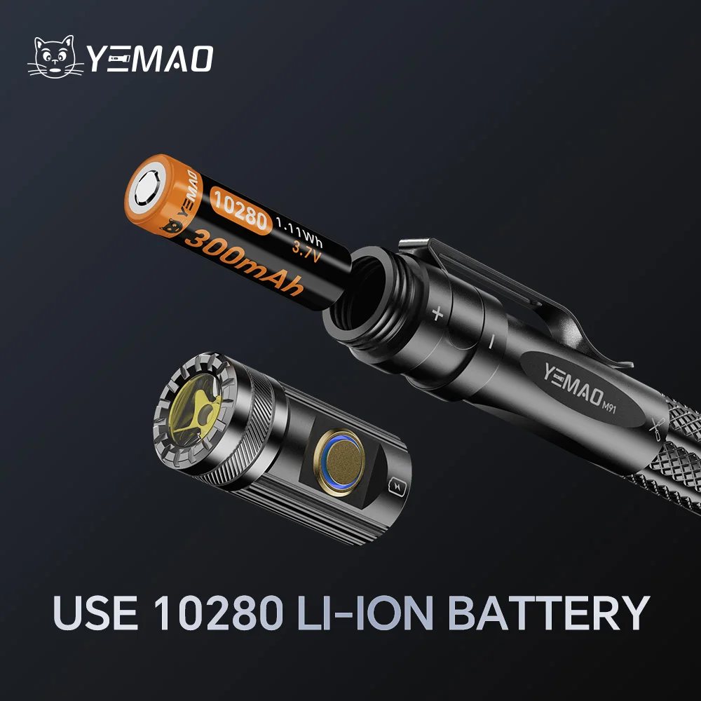 YEMAO LED Pen Flashlights Waterproof Pocket Rechargeable Flashlight With Clip Small Flashlights For Outdoor, Work, Emergency