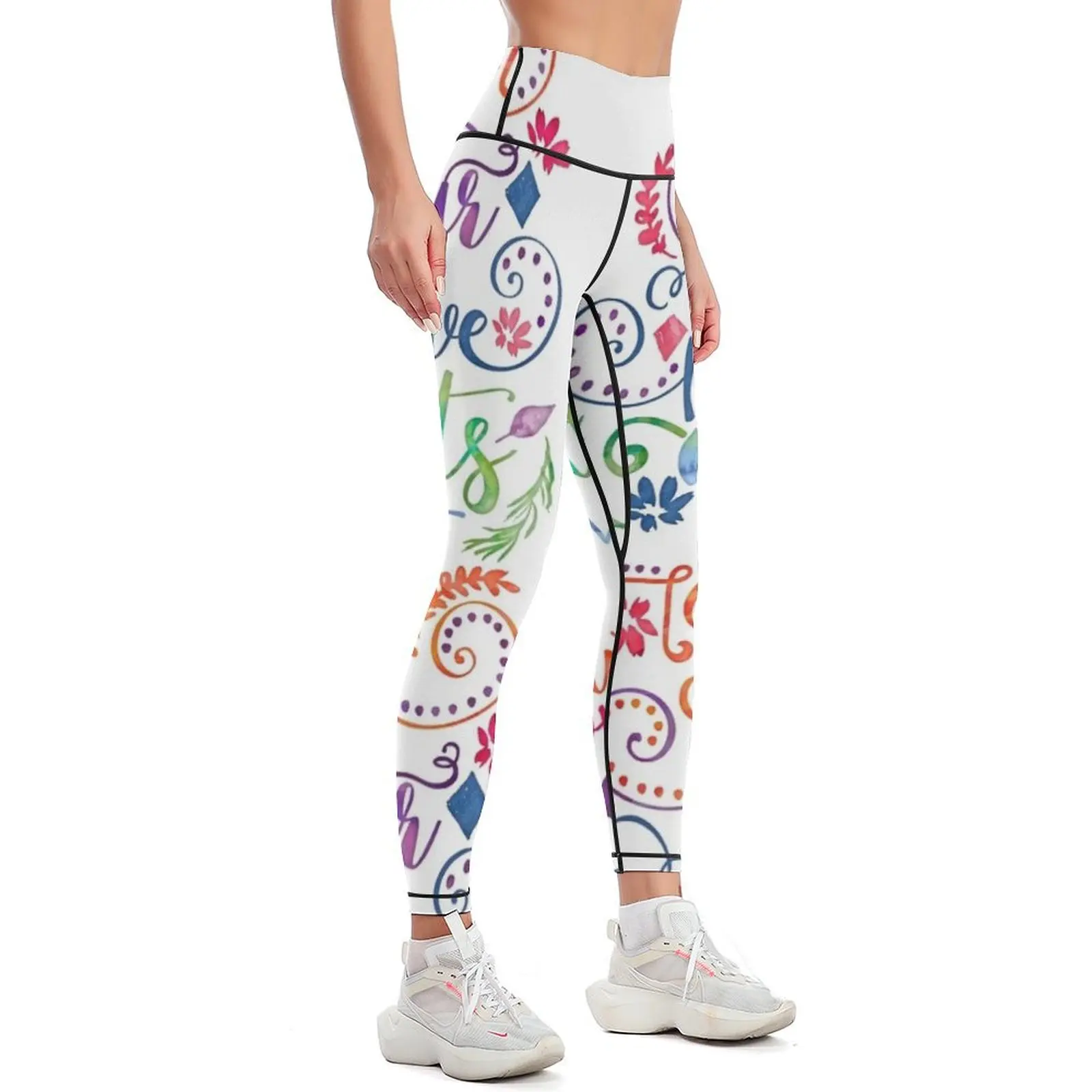 Watercolor Quote Positive Pants Leggings sports tennis for Women's trousers Womens Leggings