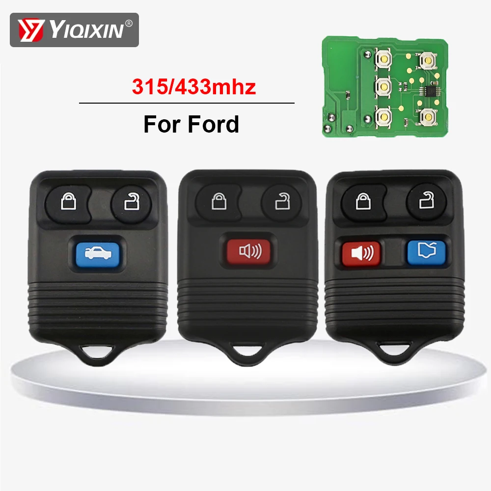 315/433MHZ Remote Car Key For Ford Focus Complete Escape Mustang Lincoln Town Sport Explorer 2001-2007 Keyless Entry 3/4 Buttons