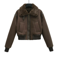 BM&MD&ZA2024 women's autumn and winter new fur effect double-sided jacket coat motorcycle jacket short lapel