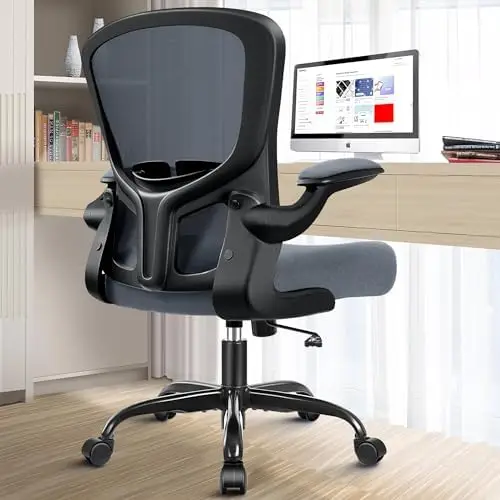 

Ergonomic Office Chair, Lumbar Support Desk Chair with Flip-up Armrest and Breathable Mesh, Height Adjustable Swivel Office Chai