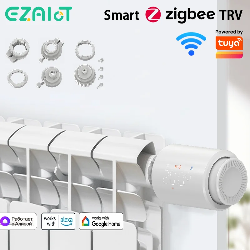 WiFi Smart TRV Zigbee Thermostatic Radiator Valve Tuya Home Heating Thermostat Temperature Controller Alexa Google Voice Control