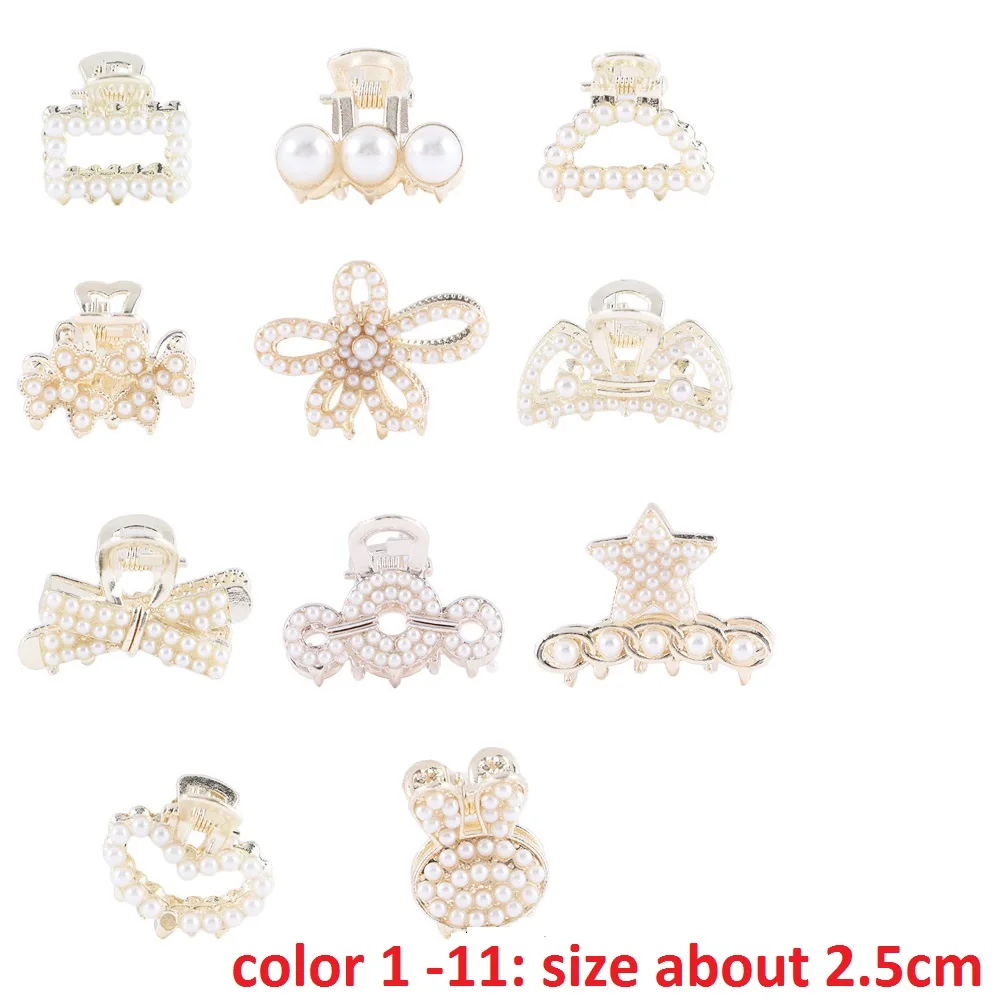 Mini Pearl Hair Claw for Women Girls Retro Rhinestone Flower Crab Claw Clip Small Hairpins Hair Crab Girl Hair Accessories