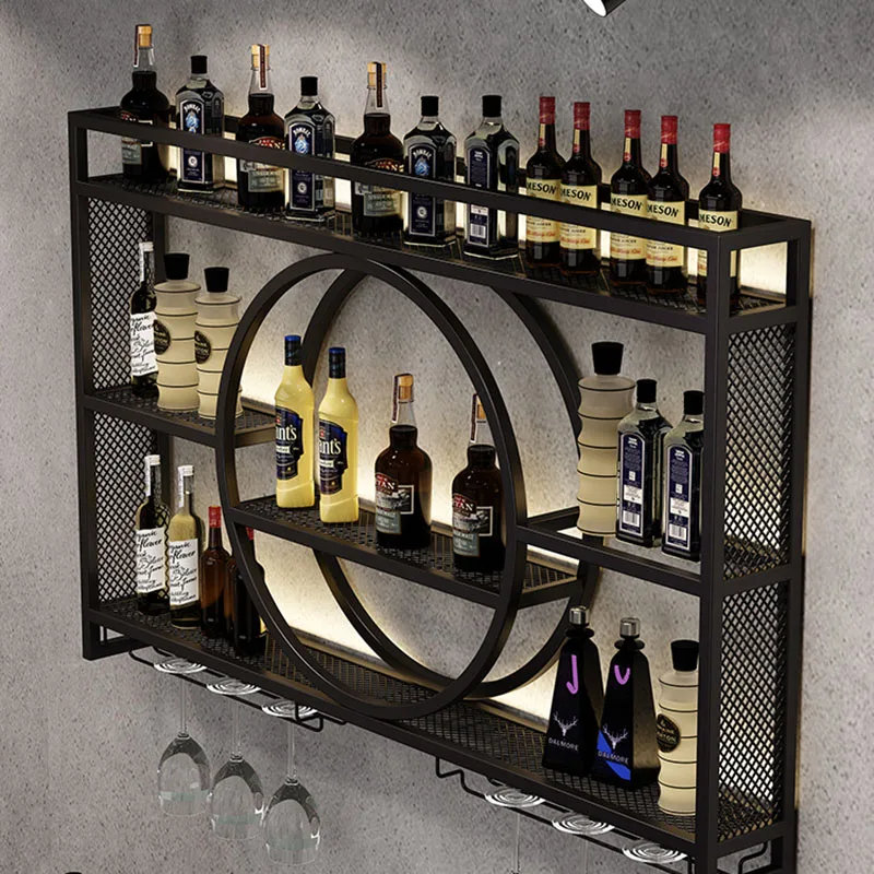 Storage Cabinet Industrial Bar Shelves Wall Modern Nightclub Furniture Armario Para Vinos Liquor Drink Restaurant Display Buffet