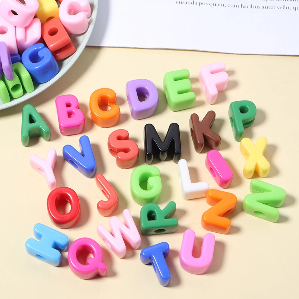 10pcs A-Z Letter Beads Acrylic Alphabet Beads Largr Size Loose Beads  For Jewelry Making DIY Keychain Phone Chain Accessories view 3