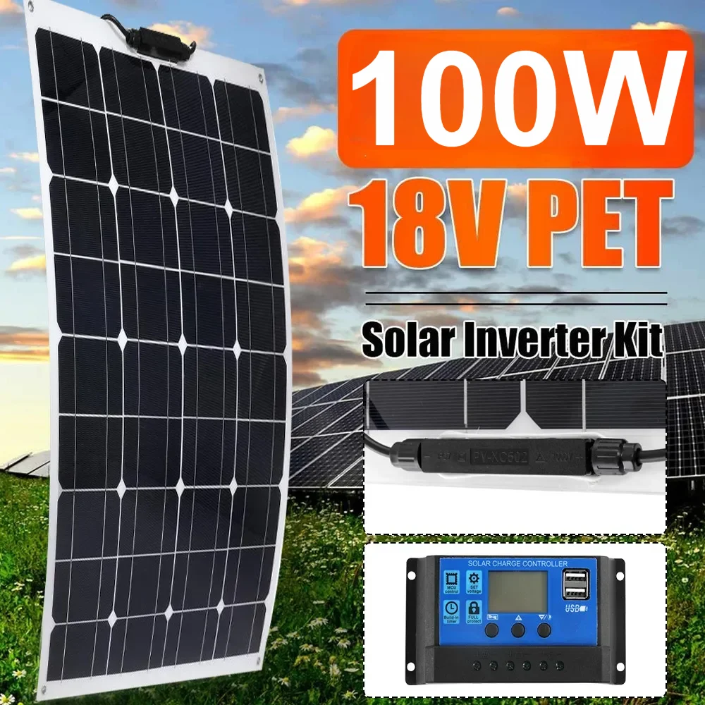 100W Semi-flexible Solar Panel Monocrystalline Solar Panel Outdoor Solar Power Emergency Charging for Car Yacht RV Boat Charging