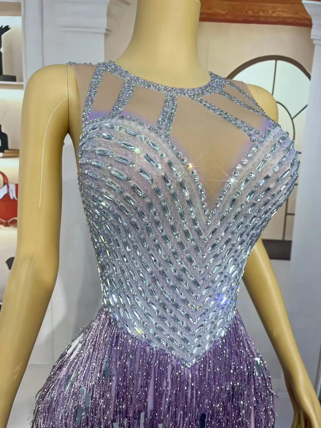 High-end Prom Long Dress Women Sparkly Rhinestone Tassel Evening Gown Birthday Night Party Festival Celebrate Sexy Dress Piaoliu