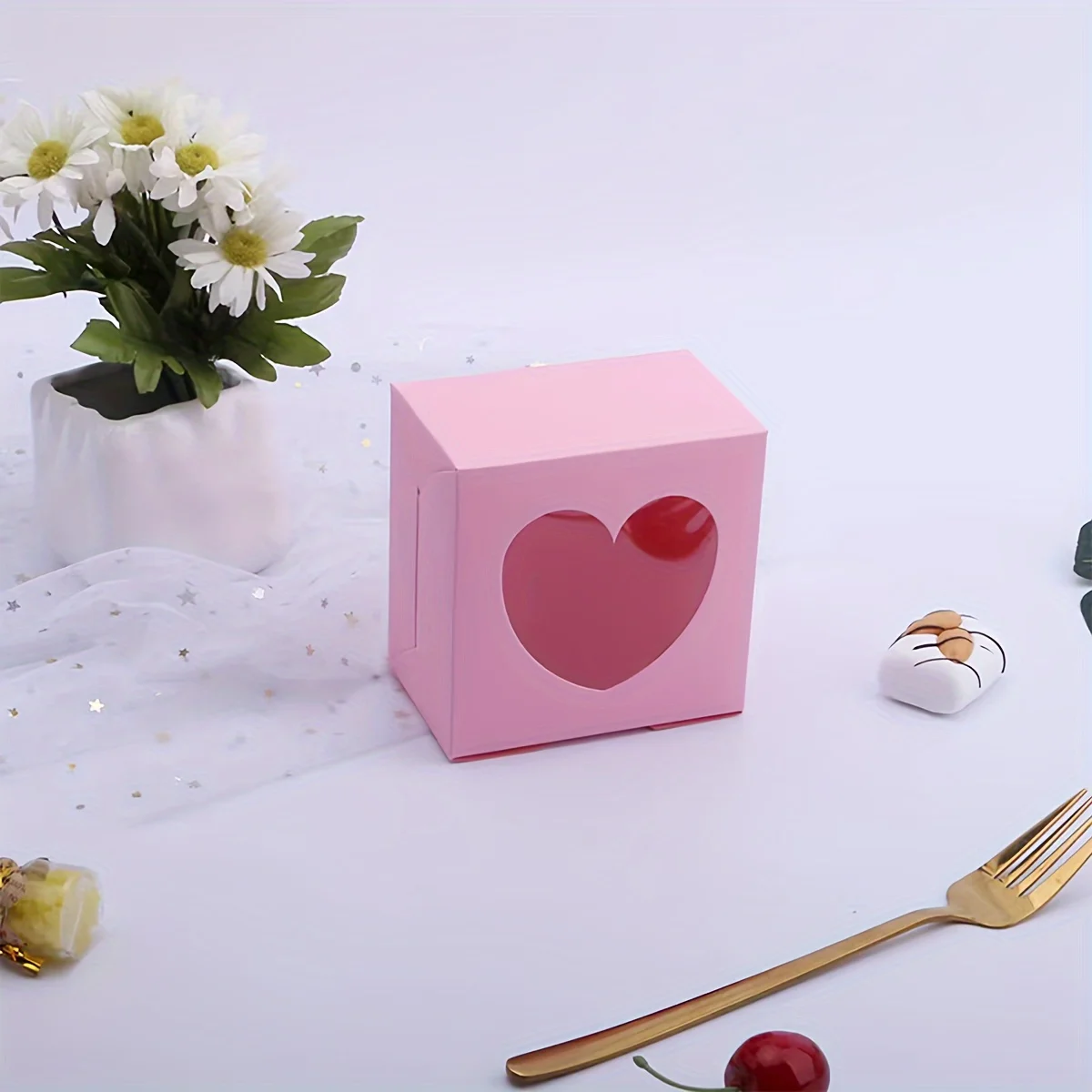 10pcs Creative Dessert Box, Used For Baking Cupcakes And French Pastry Muffin Boxes, With Transparent Window Opening Cupcake Box