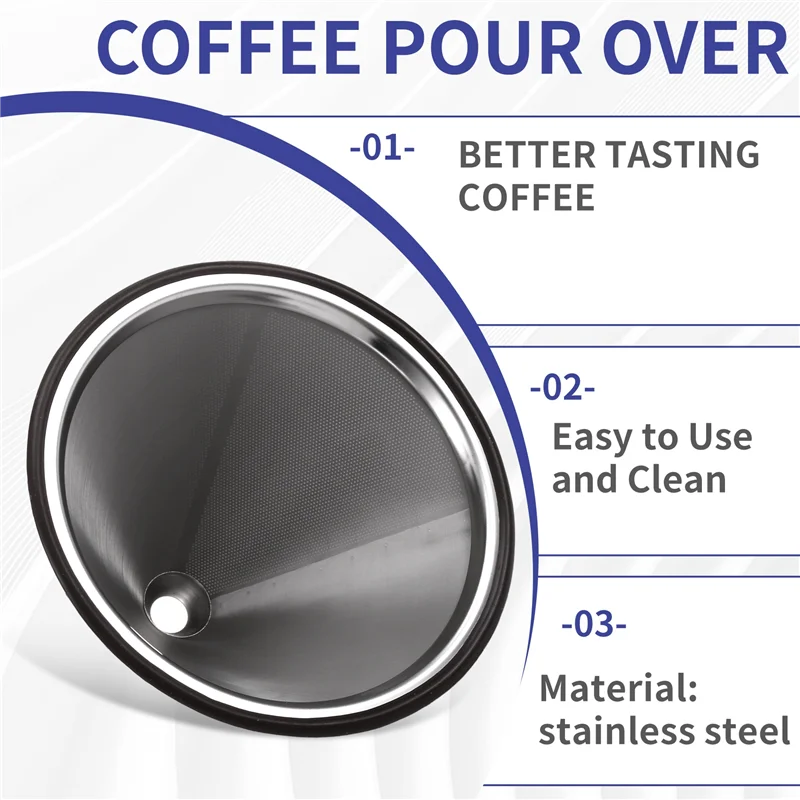 【Popular】Coffee Pouring Filter Reusable Stainless Steel Coffee Dripper Paperless Coffee Filter For Sustainable Brewing