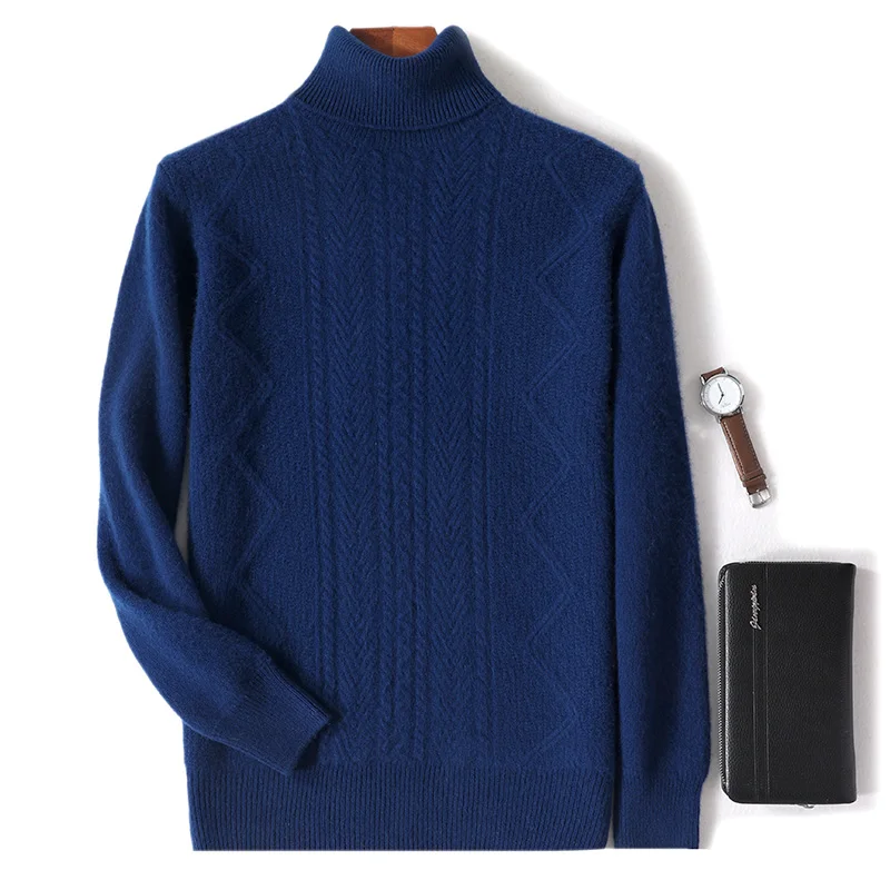 

Свитер из 100% австралийской шерсти, свободный свитер большого размера с высоким лацканом, жаккардовый утолщенный вязаный свитер, повседневная деловая рубашка