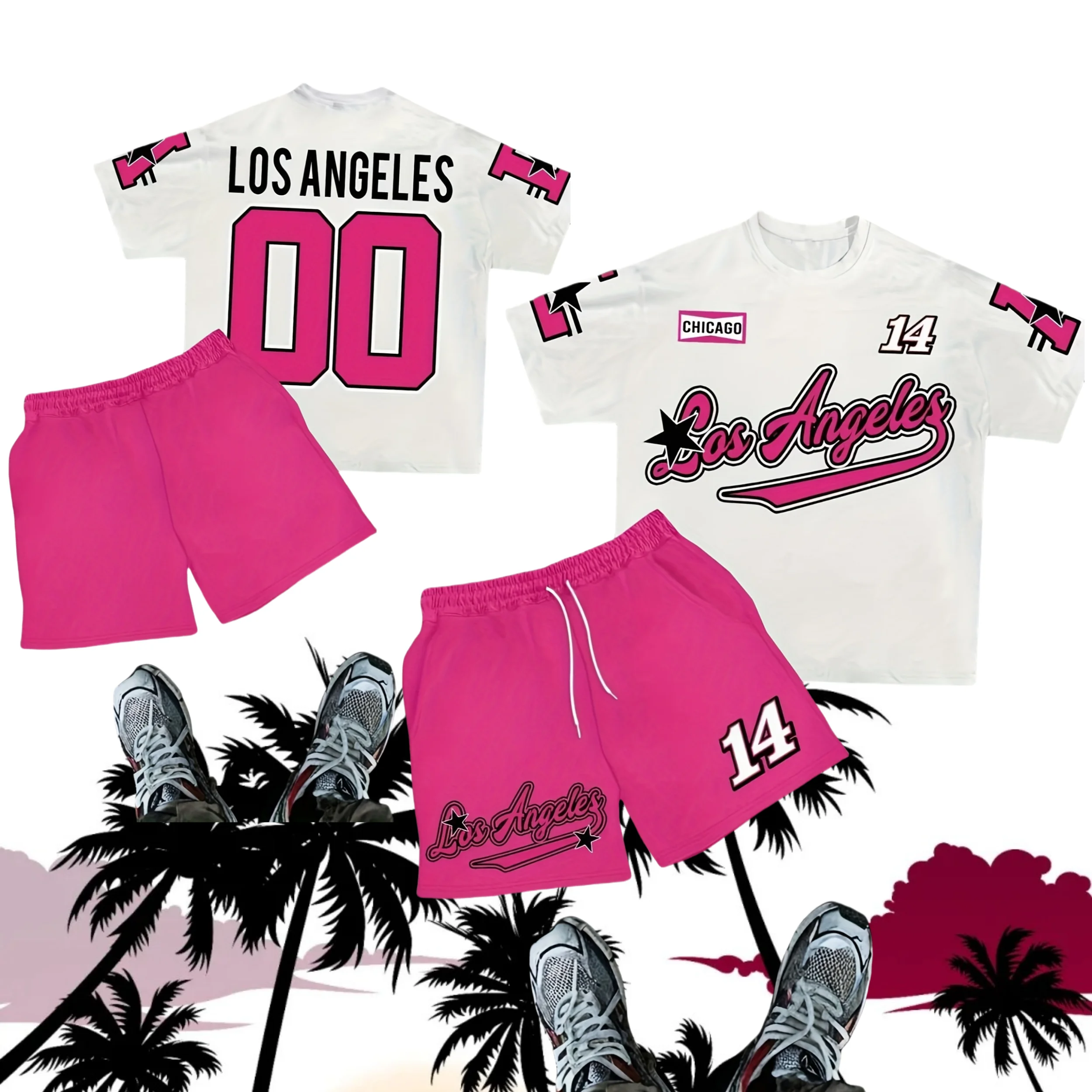 

LOSANGLES NO.23 Print Men'S Summer Casual Short Sleeve T-Shirt Shorts Set Adult Basketball JoggingOversized 2 Piece Set Clothes