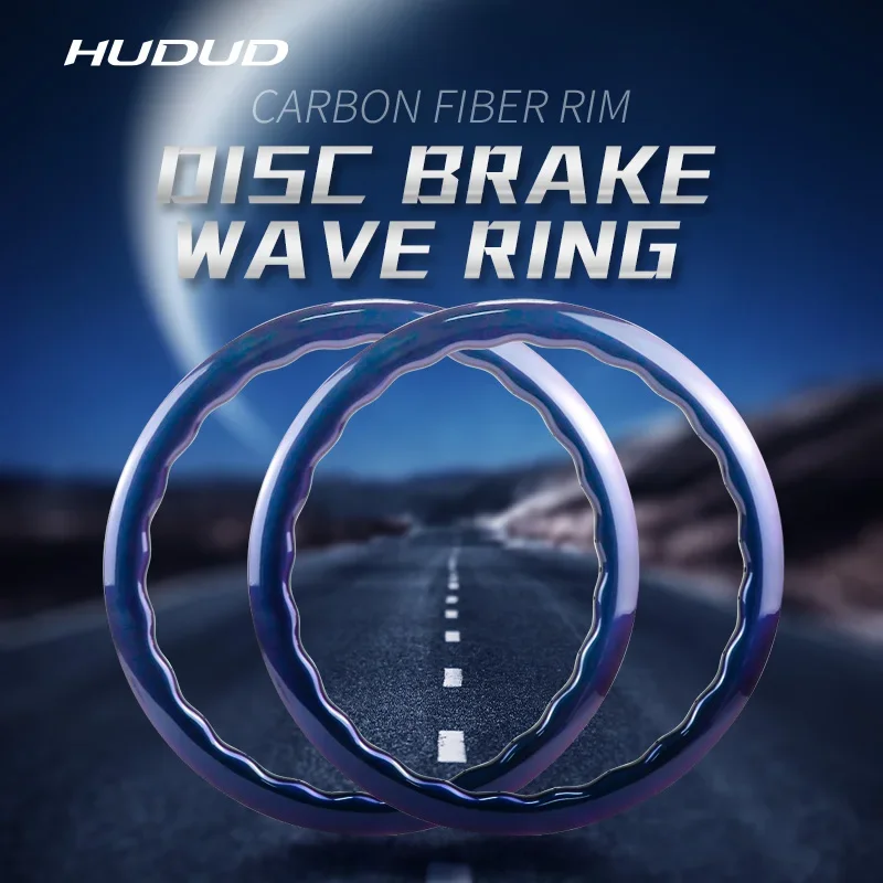 

Hudud Carbon Fiber Road Bike Wave-Shaped Rim Custom Color 700C Disc Brake 24-Hole Wheel Set Rims
