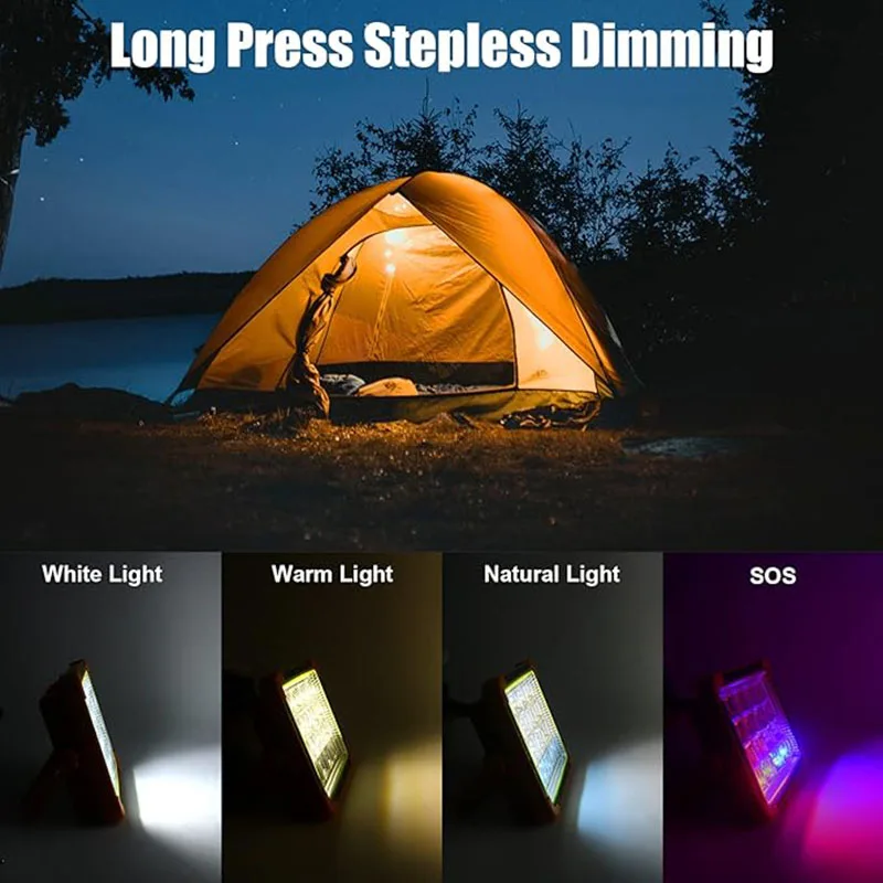 

2000W Portable Solar Panel Spotlight Super Bright 348Led Work Light USB Rechargeable For Outdoor Camping LED Lamp By 18650 LT008