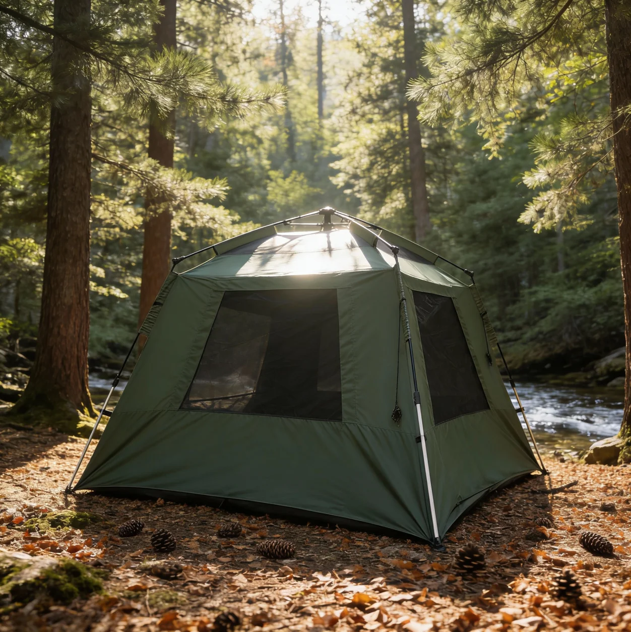 Customizable Double-person Automatic Dome Tent Made of Waterproof Oxford Fabric With a Single-room Design.