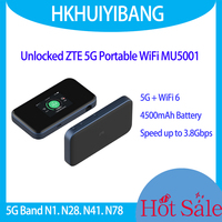 Unlocked ZTE 5G Pocket WiFi MU5001 4500mAh Wi-Fi 6 5G Mobile Hotspot 3.8Gbps X55 Chipset Dual-Band 5G/4G LTE Portable Router