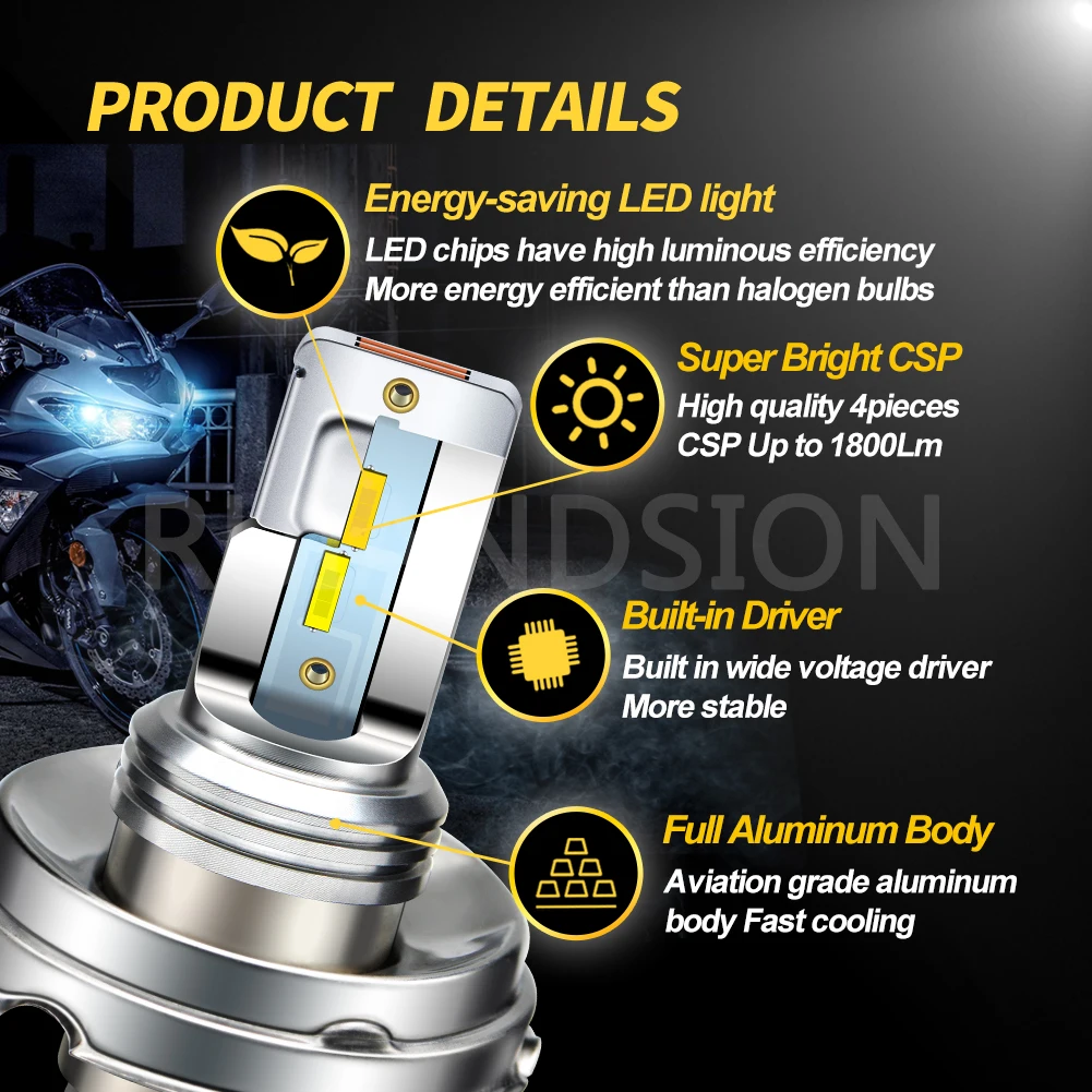 RUIANDSION P45T 1860 4SMD Led Bulb 10V 24V 12V 30V Car Fog Light 13.56W Motorbike Auto Motorcycle Headlight White&Yellow 1800Lm