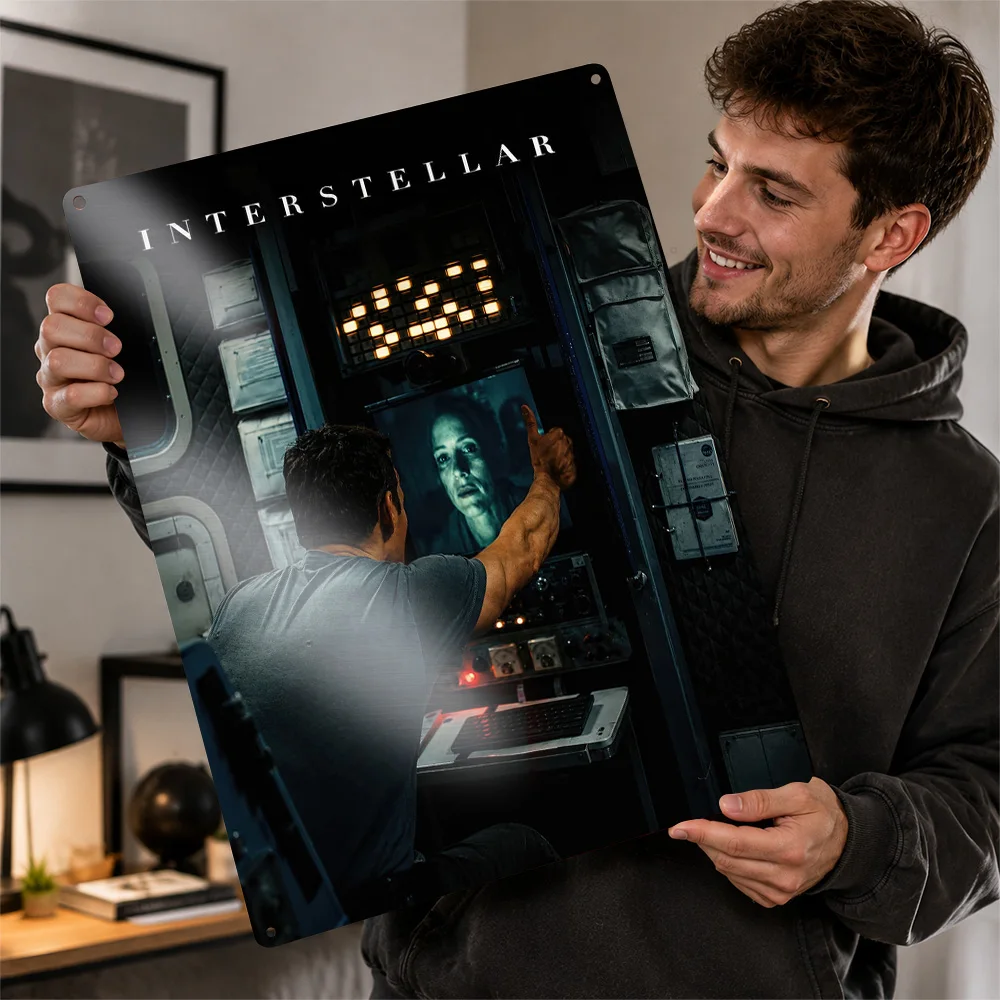 Interstellar Movie Featuring Cooper Poster Cinema Wall Art Personalized Vintage Metal Tin Sign for Man Cave Home Decor Display