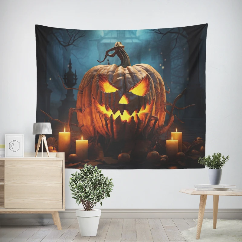 Tapeçaria de parede para decoração de quarto, quarto moderno, quarto estético, arte da parede, tecido grande, halloween, engraçado, outono